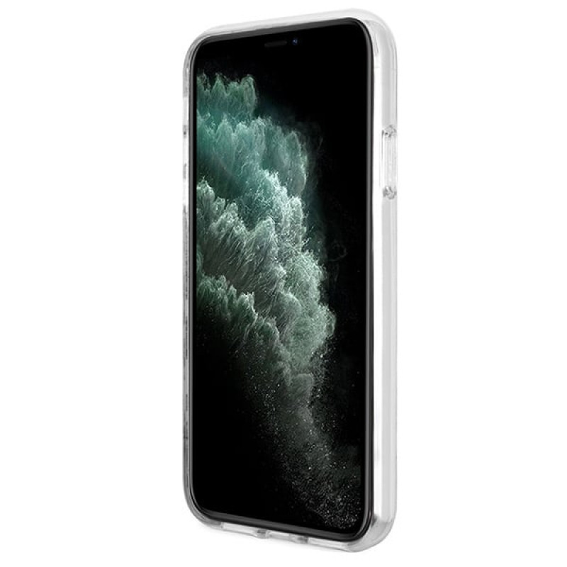Guess GUBPN61H4EACSW ümbris + juhtmevaba laadija Apple iPhone 11 jaoks, 4G Print, pruun kõva ümbris, MagSafe