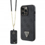 Guess GUHCP13LP4TDSCPK Apple iPhone 13/13 Pro must kõvakate, Crossbody 4G Metal Logo