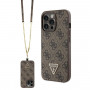 Guess GUHCP13LP4TDSCPW Apple iPhone 13/13 Pro pruun kõvakate, Crossbody 4G Metal Logo