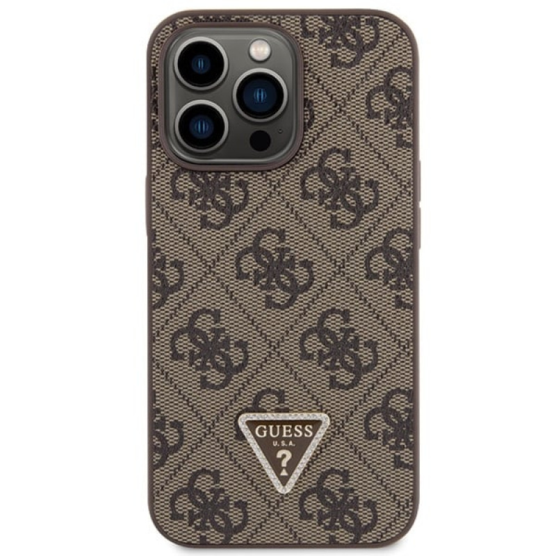 Guess GUHCP13LP4TDSCPW Apple iPhone 13/13 Pro pruun kõvakate, Crossbody 4G Metal Logo