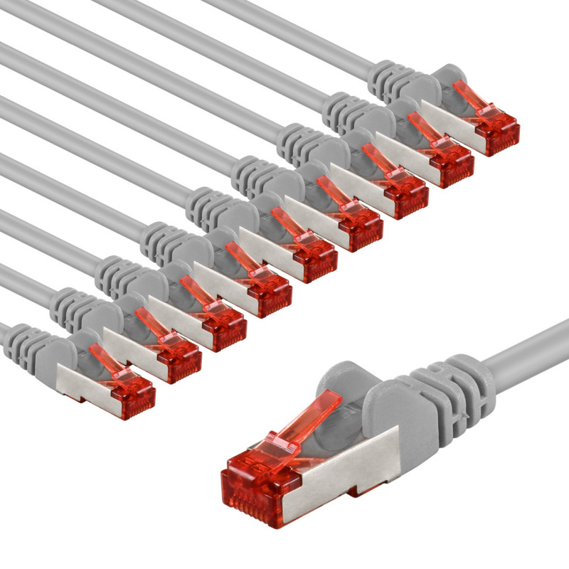 Goobay CAT 6 ühenduskaabel S/FTP (PiMF), 5 m, hall, 10 tk komplekt, vaskjuht (CU), halogeenivaba kate (LSZH)