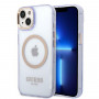 Guess GUHMP14SHTCMU Apple iPhone 14 lilla kõvakate, Gold Outline Translucent, MagSafe