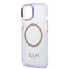 Guess GUHMP14SHTCMU Apple iPhone 14 lilla kõvakate, Gold Outline Translucent, MagSafe