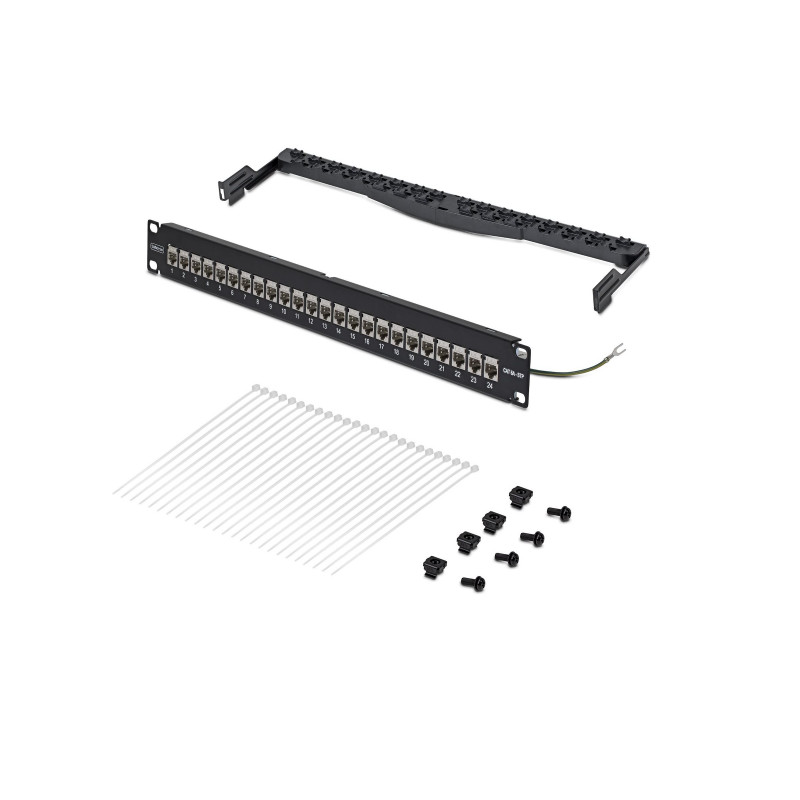 StarTech.com C6APANELSTP241UFT 24-porti 1U läbiviidav kommutatsioonipaneel, varjestatud Cat6a, RJ45, 19", must