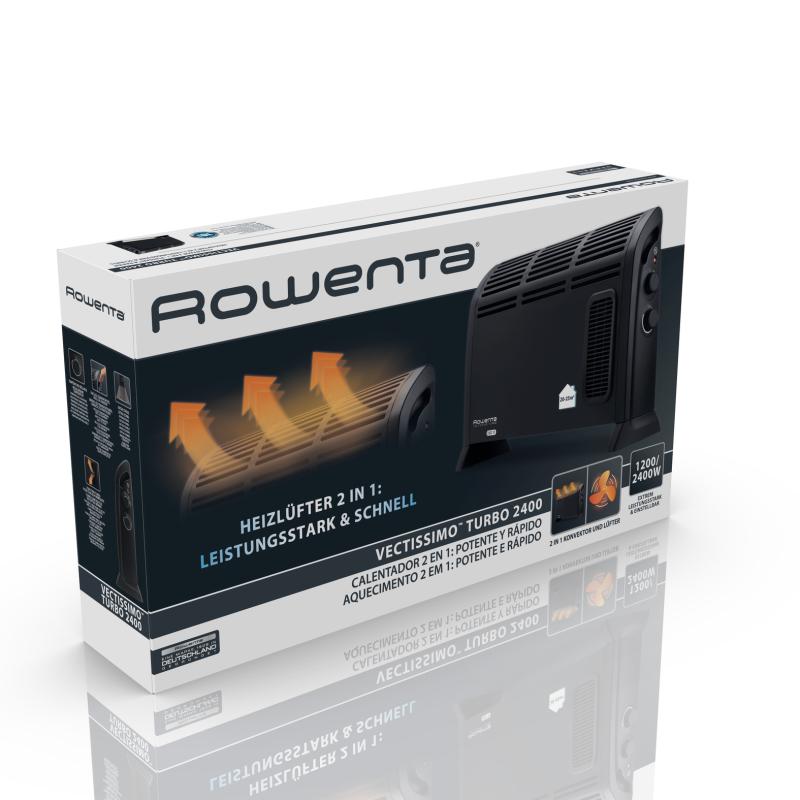 Rowenta Vectissimo Turbo CO3035F1 konvektor-ventilaatorküte, 2400 W, must