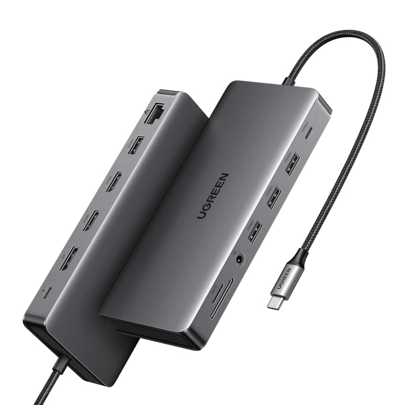 Ugreen Revodok Pro 313 USB-C sülearvuti dokkimisjaam (15978), UGR1851, 100 W, hall