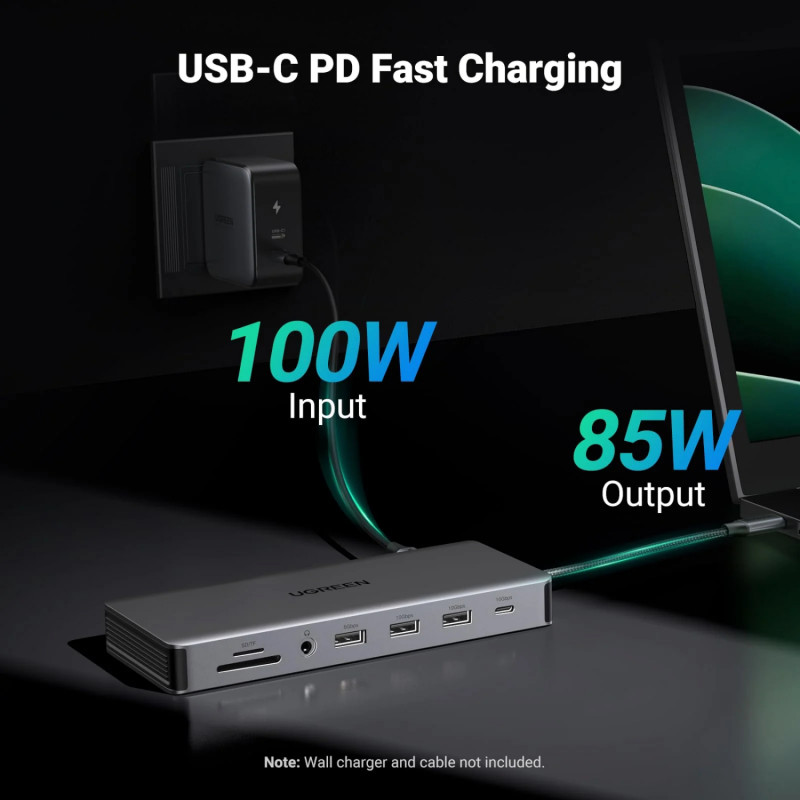 Ugreen Revodok Pro 313 USB-C sülearvuti dokkimisjaam (15978), UGR1851, 100 W, hall