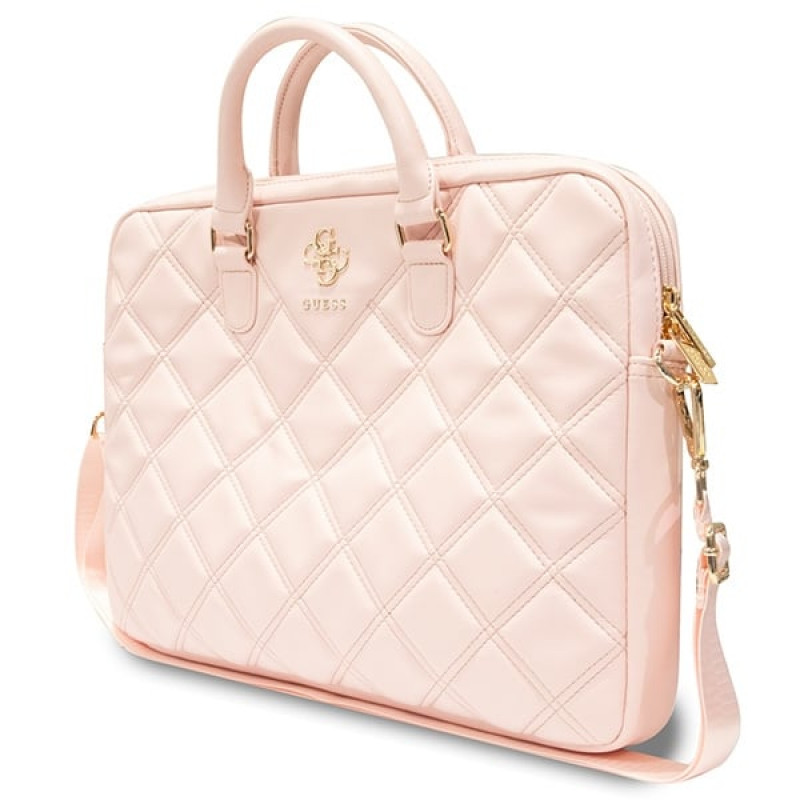 Guess GUCB15ZPSQSSGP 16-tolline sülearvutikott, Quilted 4G, roosa