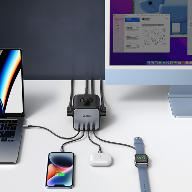 Ugreen CD268 toiteplokk-kuup 65W USB-A/USB-C + 3x AC, must