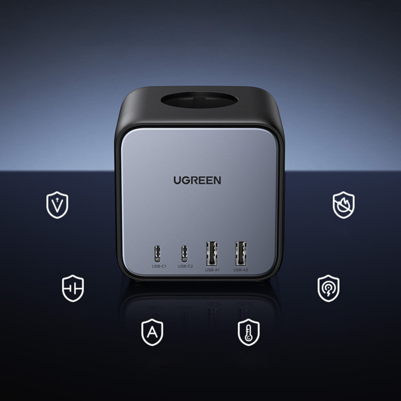 Ugreen CD268 toiteplokk-kuup 65W USB-A/USB-C + 3x AC, must