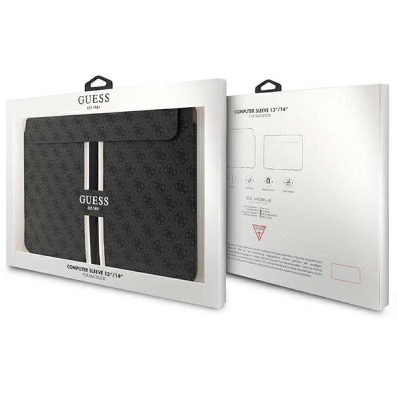 Guess GUCS14P4RPSK sülearvuti ümbris 14", 4G Printed Stripes, must