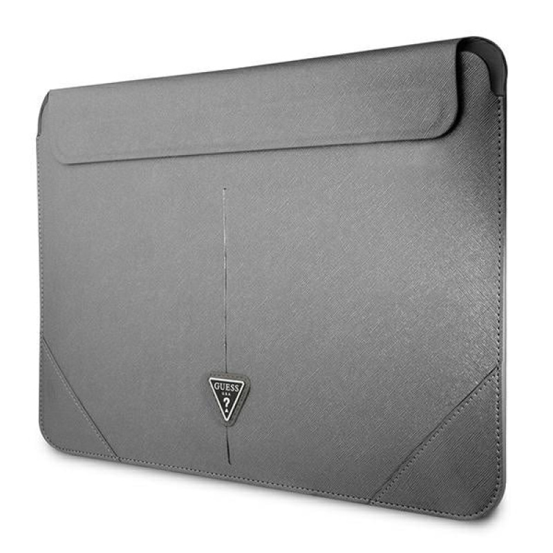 Guess GUCS14PSATLG sülearvuti ümbris 13/14 tolli, Saffiano Triangle, hõbedane