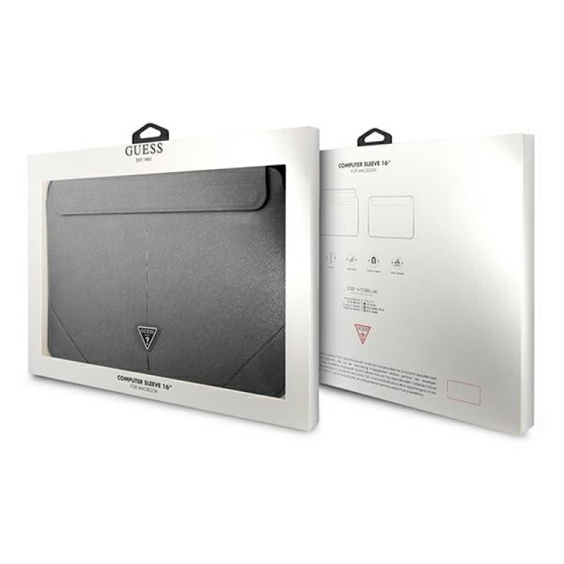 Guess GUCS16PSATLG sülearvuti ümbris 16", Saffiano Triangle, hõbedane