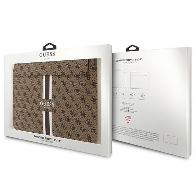 Guess GUCS14P4RPSW sülearvuti ümbris 14", 4G Printed Stripes, pruun