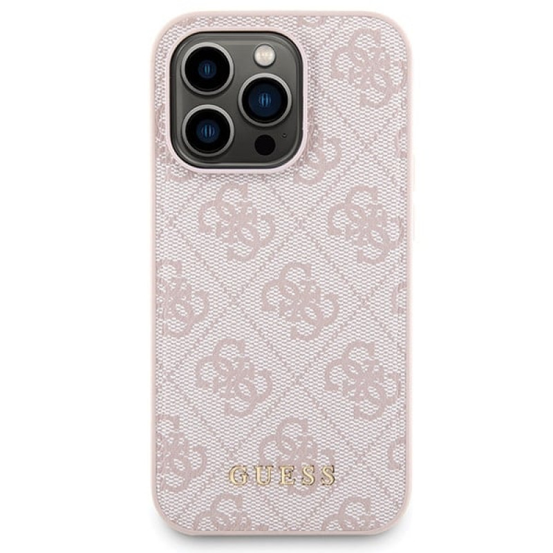 Guess GUBPM5P14L4GEMGP Apple iPhone 14 Pro kõvakate + 5000 mAh MagSafe akupank komplekt, 4G Metal Logo, roosa