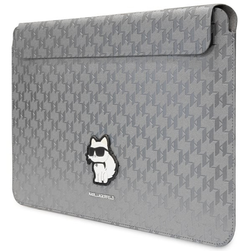 Karl Lagerfeld KLCS14SAKHPCG sülearvuti ümbris 14 tolli, hõbedane, Saffiano Monogram Choupette