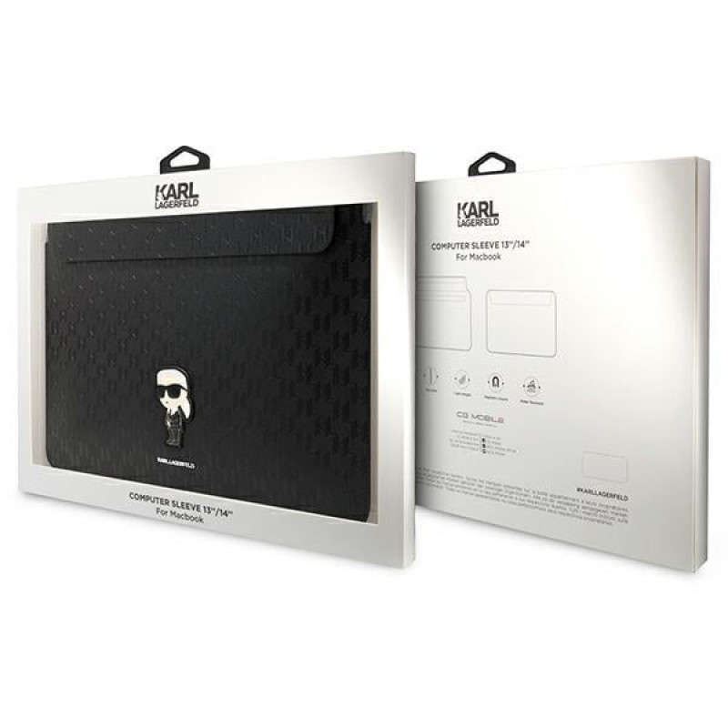 Karl Lagerfeld KLCS14SAKHPKK sülearvuti ümbris 14", must, Saffiano Monogram Ikonik