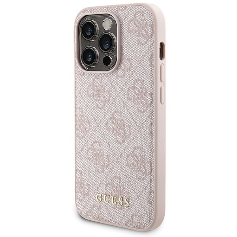 Guess GUBPM5P15X4GEMGP Apple iPhone 15 Pro Max kõva ümbris + 5000 mAh MagSafe akupanga komplekt, 4G Metal Logo, roosa