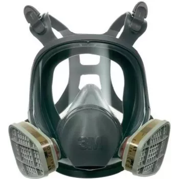3M 6800 Täisnäomask, korduvkasutatav respiraator, suurus M, silikoon, polükarbonaatne visiir, bajonettühendusega filtrite kinnitus, hall/must