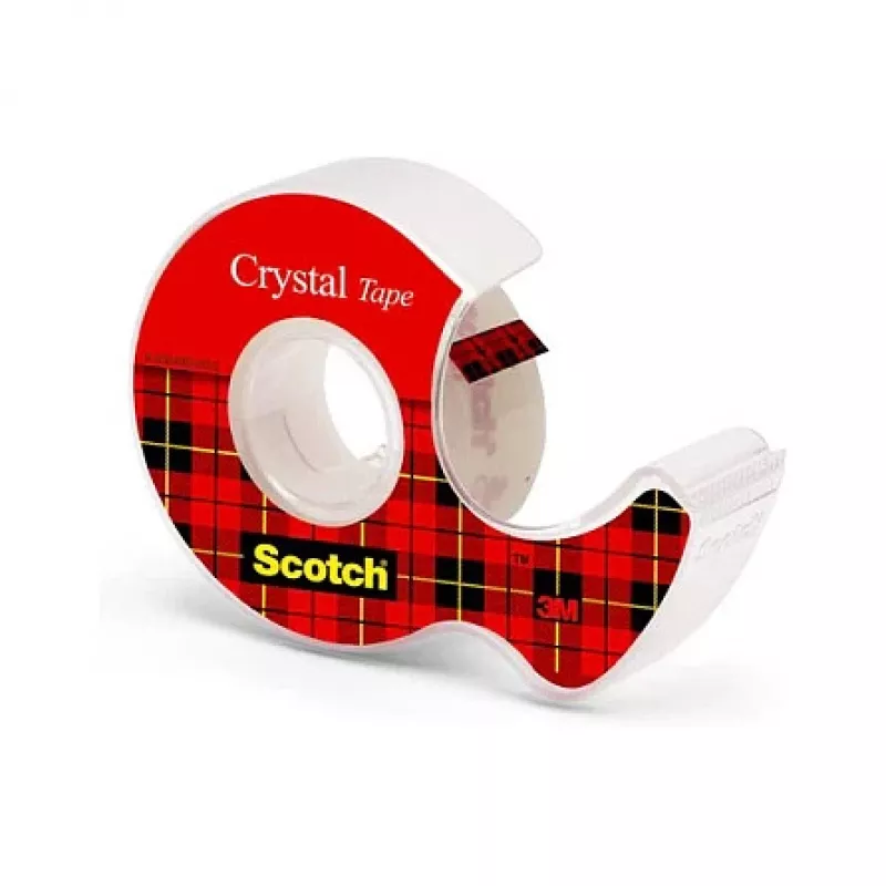 3M Scotch Crystal Clear 600 teip koos käsitsi dosaatoriga, 19 mm x 7,5 m, läbipaistev 6-1975D