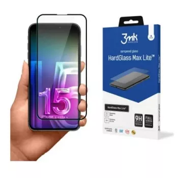 3MK Apple iPhone 15 HardGlass Max Lite Must Ekraanikaitse