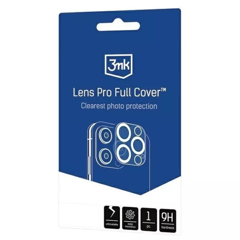 3MK Lens Pro Full Cover Karastatud Klaasist Kaamera Objektiivi Kaitse iPhone 14 Pro / 14 Pro Max jaoks Alumiiniumraami ja Paigaldusraamiga (1 tk, Must)
