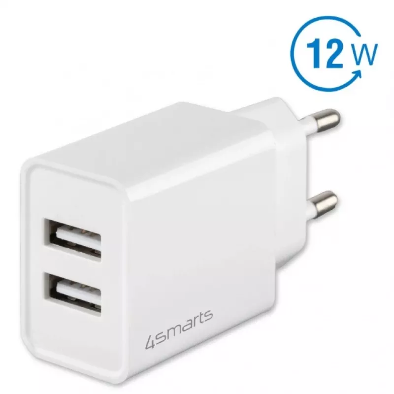 4SMARTS VoltPlug Dual 12W Wall Charger (without Cable), White