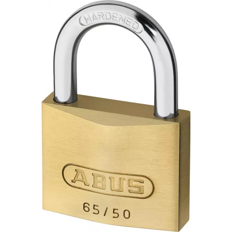 ABUS 65/50 KD tabalukk - Tugevast messingist korpus, Karastatud terasest klamber, Erinevate võtmetega