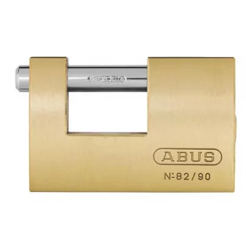 ABUS 82/90 Solid Brass Tabalukk Karastatud Terasest Rõngaga – Kõrge Turvalisus, Kahekordne Lukustus, 2 Võtit