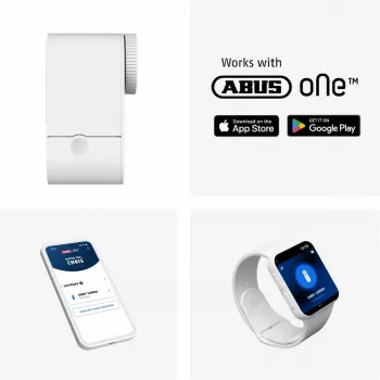 ABUS ABLO10000W juhtmevaba ukse lukustusajam – pinnale paigaldatav Euro profiiltsilindritele, valge