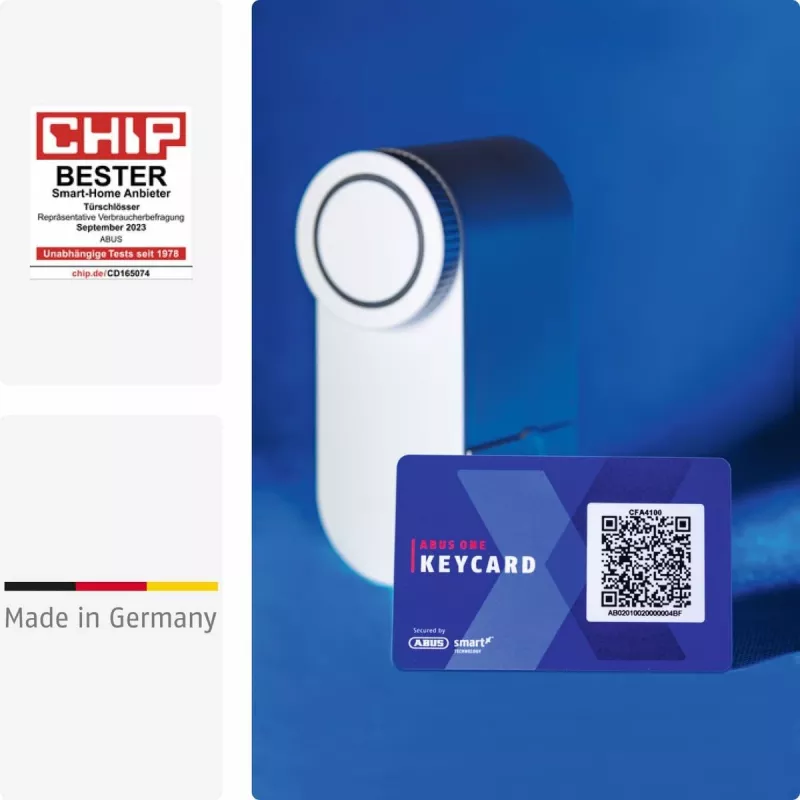 ABUS ABLO10000W juhtmevaba ukse lukustusajam – pinnale paigaldatav Euro profiiltsilindritele, valge