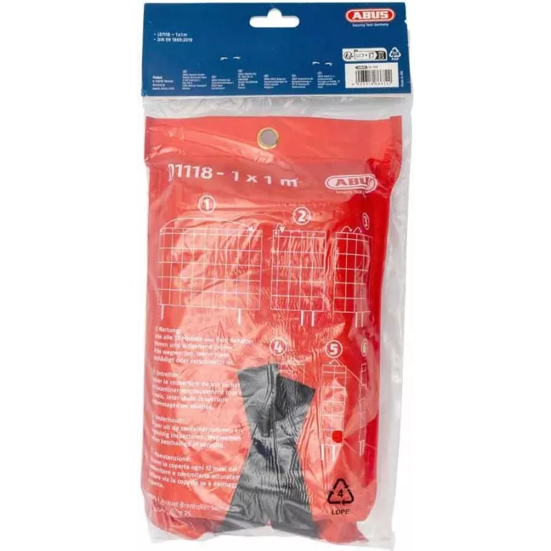 ABUS LD1118 Tulekustutustekk 100 x 100 cm Klaaskiust Punane DIN EN 1869:2001 86672