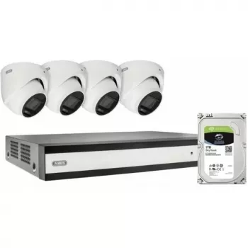 ABUS SECURITY-CENTER TVVR33843D 8-kanaliline hübriidne analoog-/IP-salvesti komplekt 4 mini-dome-kaameraga
