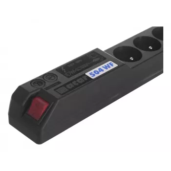 ACAR 504WF EMI/RFI liigpingekaitsega pikendusjuhe, 5 Schuko pistikupesa, 3m kaabel, must