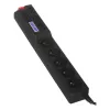 ACAR 504WF EMI/RFI liigpingekaitsega pikendusjuhe, 5 Schuko pistikupesa, 3m kaabel, must