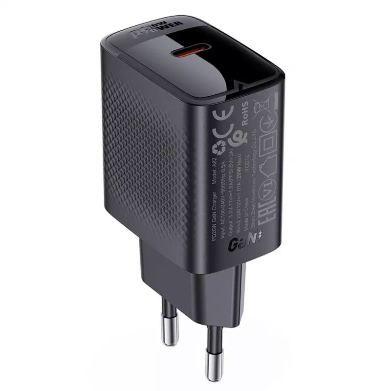 ACEFAST A82 GaN USB-C PD 20W seinadapter - must