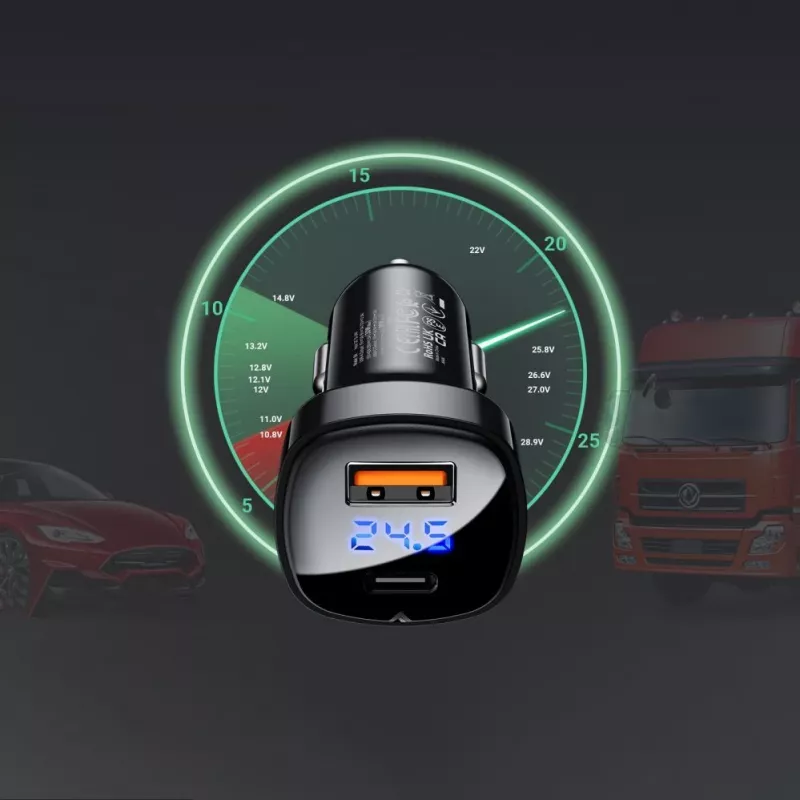 ACEFAST Auto Laadija 66W USB Type C / USB, PPS, Power Delivery, Quick Charge 4.0, AFC, FCP Must (B4 black)