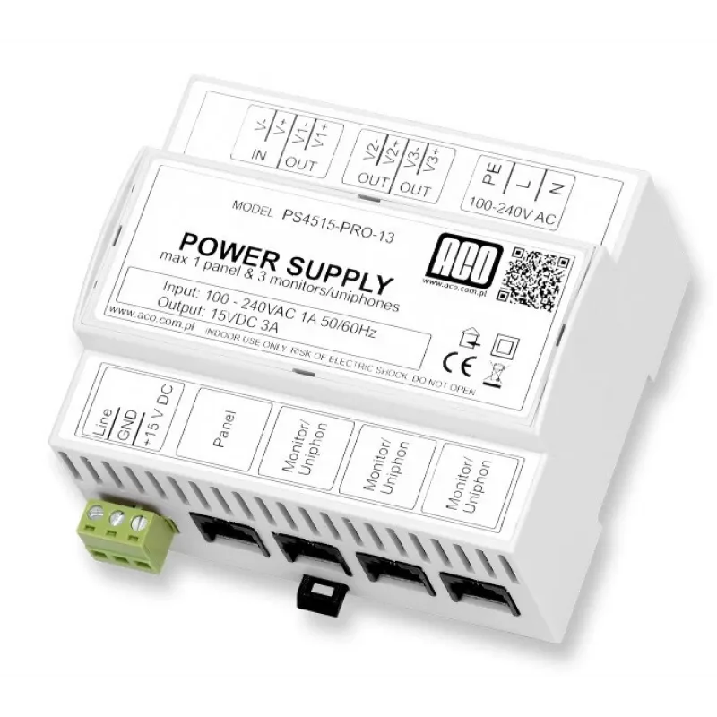 ACO PS45-15-PRO-13 Video Toiteplokk DIN 15V, 3A