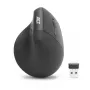 ACT AC5102 Ergonoomiline Juhtmevaba Vertikaalne Hiir, 1600 DPI, 6 Nuppu, 2,4 GHz, Keskkonnasõbralik Taaskasutatud Plast, Must