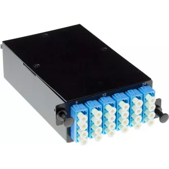 ACT FA2053 MTP/MPO LC 12-kiuline multimode kassett, B-tüüpi polaarsus, must metallkorpus, 1U rack-kinnitus