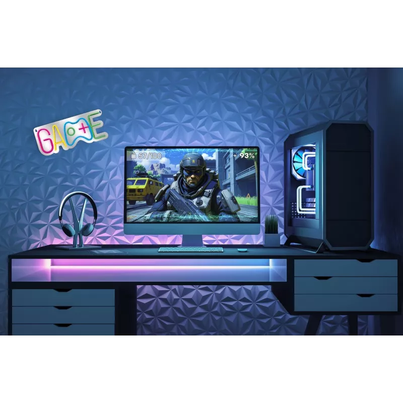 Activejet Neon LED AJE-NEON GAME - Mängukontrolleri kujuline LED-neonvalgus, mitmevärviline, USB-toitega, seinale kinnitatav