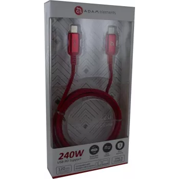 ADAM ELEMENTS Adam Cotton 240W USB-C - USB-C kaabel 1,2m punane (ACBADP120RD)