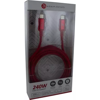 ADAM ELEMENTS Adam Cotton 240W USB-C - USB-C kaabel 2m punane (ACBADP200RD)