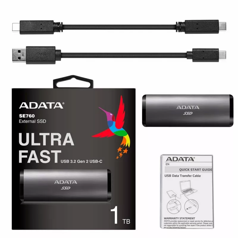 ADATA SE760 1 TB väline SSD USB 3.2 Gen 2 Type-C titaanhall