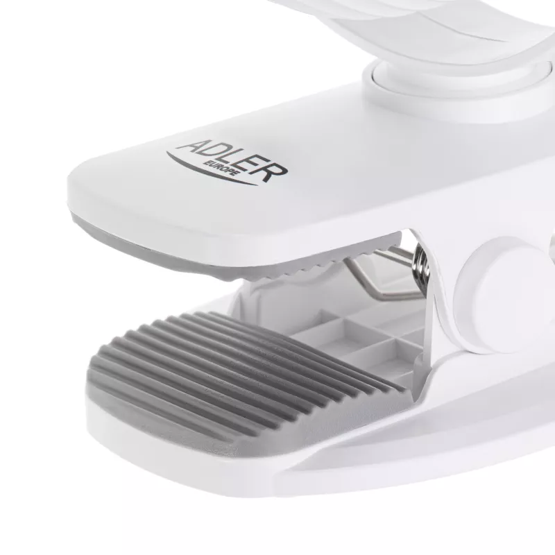 Adler AD 7335 laetav klambriga lauaventilaator, 6W, 12,7 cm, 3 kiirust, pöörlemine, valge