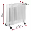Adler AD 7819 Õlikütteradiaator, 2000W, 9 sektsiooni, 3 kütteastet, reguleeritav termostaat, ülekuumenemiskaitse, sisseehitatud rattad, valge/hall