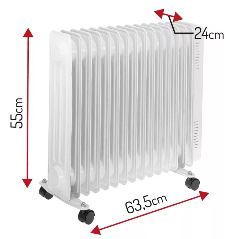 Adler AD 7819 Õlikütteradiaator, 2000W, 9 sektsiooni, 3 kütteastet, reguleeritav termostaat, ülekuumenemiskaitse, sisseehitatud rattad, valge/hall