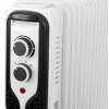 Adler AD 7819 Õlikütteradiaator, 2000W, 9 sektsiooni, 3 kütteastet, reguleeritav termostaat, ülekuumenemiskaitse, sisseehitatud rattad, valge/hall