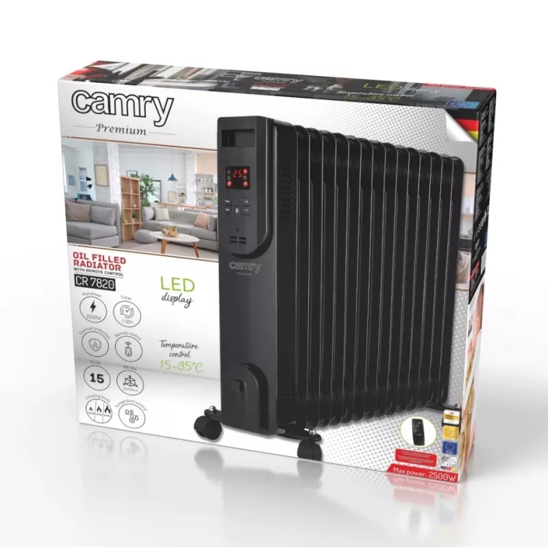 Adler Camry õlisoojendi CR 7820 2000W 9-sektsiooniline õliradiaator valge/hall