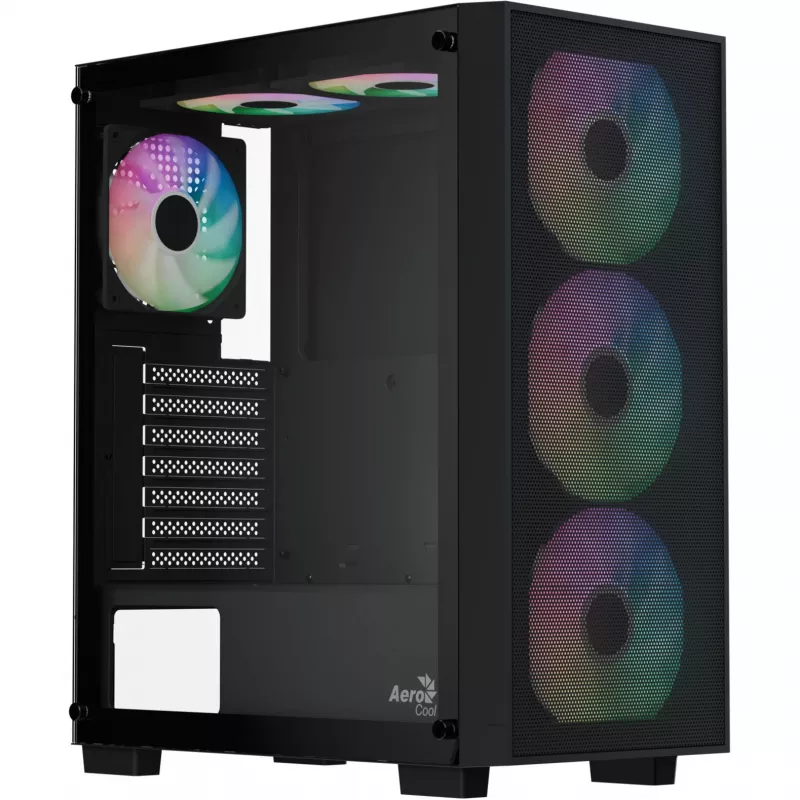 Aerocool B509A Flow-G-BK-v1 Mid Tower PC korpus koos 650W toiteplokiga, karastatud klaas, must